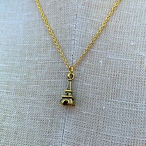 NWT Sterling Silver Plated Chain with Eiffel Tower Charm Necklace